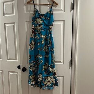 Land of the Free Floral Blue Spaghetti Strap Dress